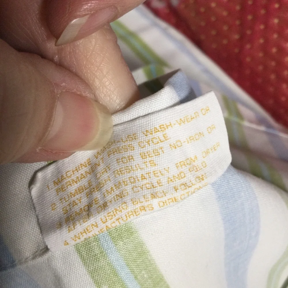 Cannon Vintage Queen Flat Sheet Striped Blue and Green Fabric